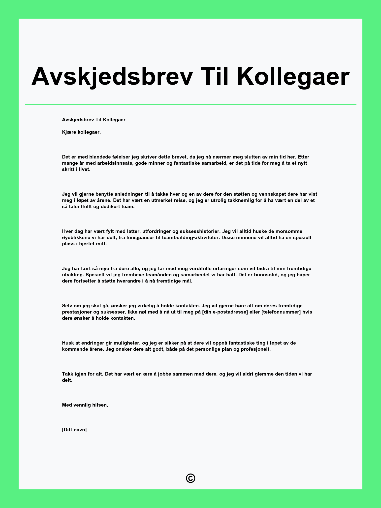 Avskjedsbrev Til Kollegaer