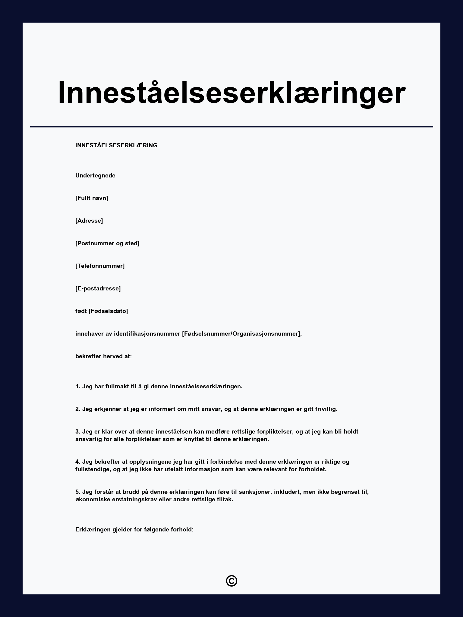 Inneståelseserklæringer