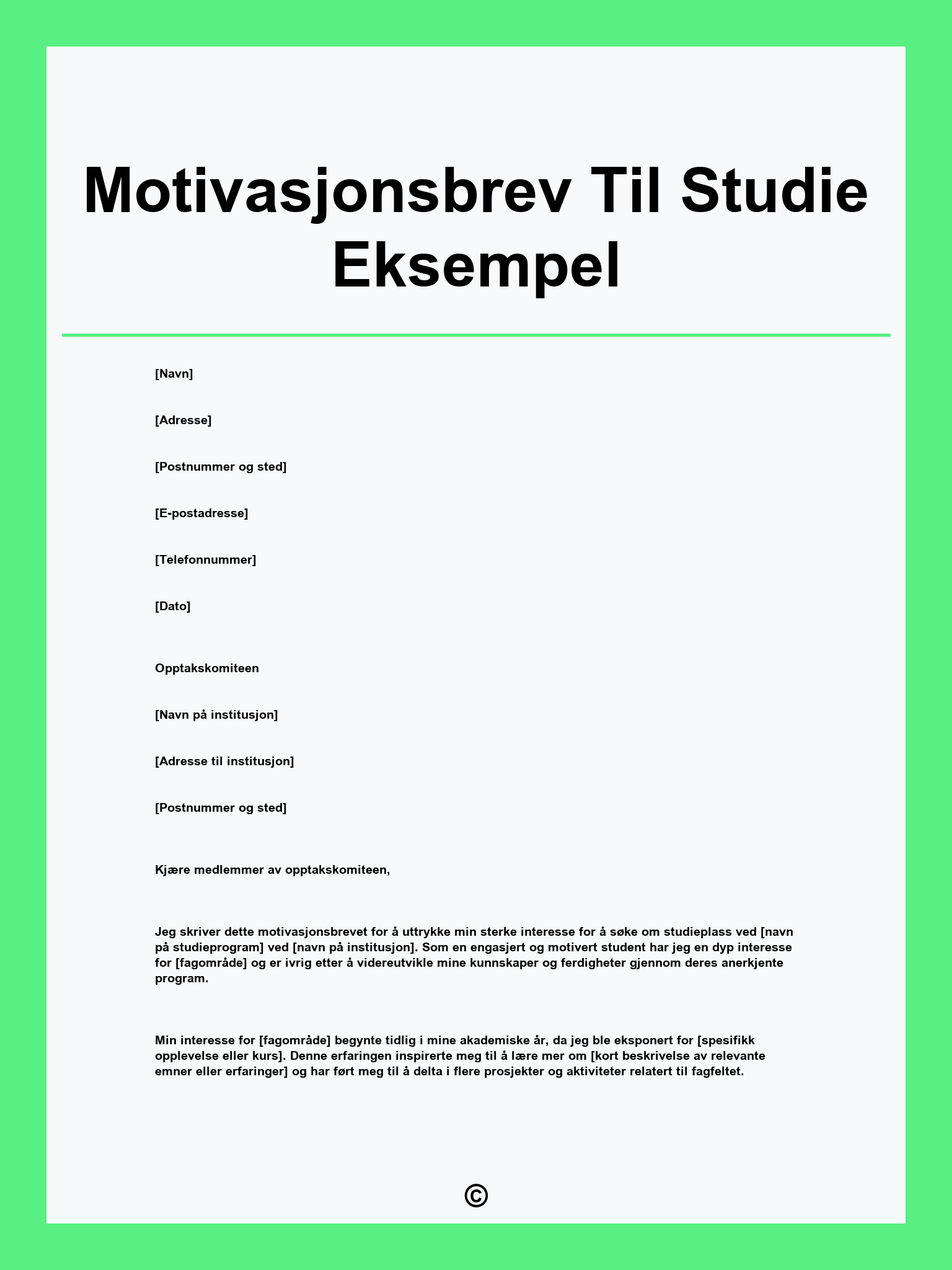 Motivasjonsbrev Til Studie Eksempel