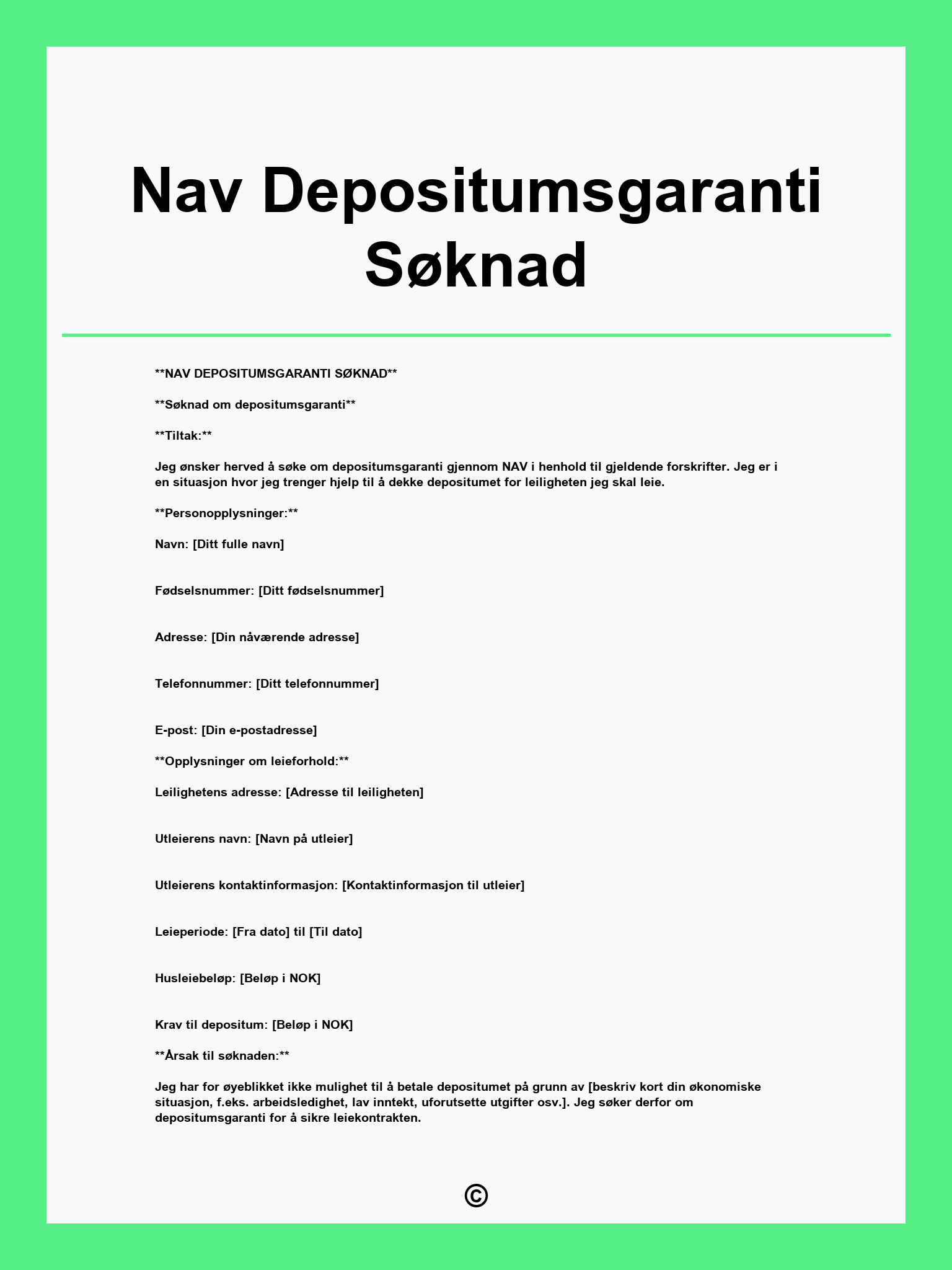 Nav Depositumsgaranti Søknad