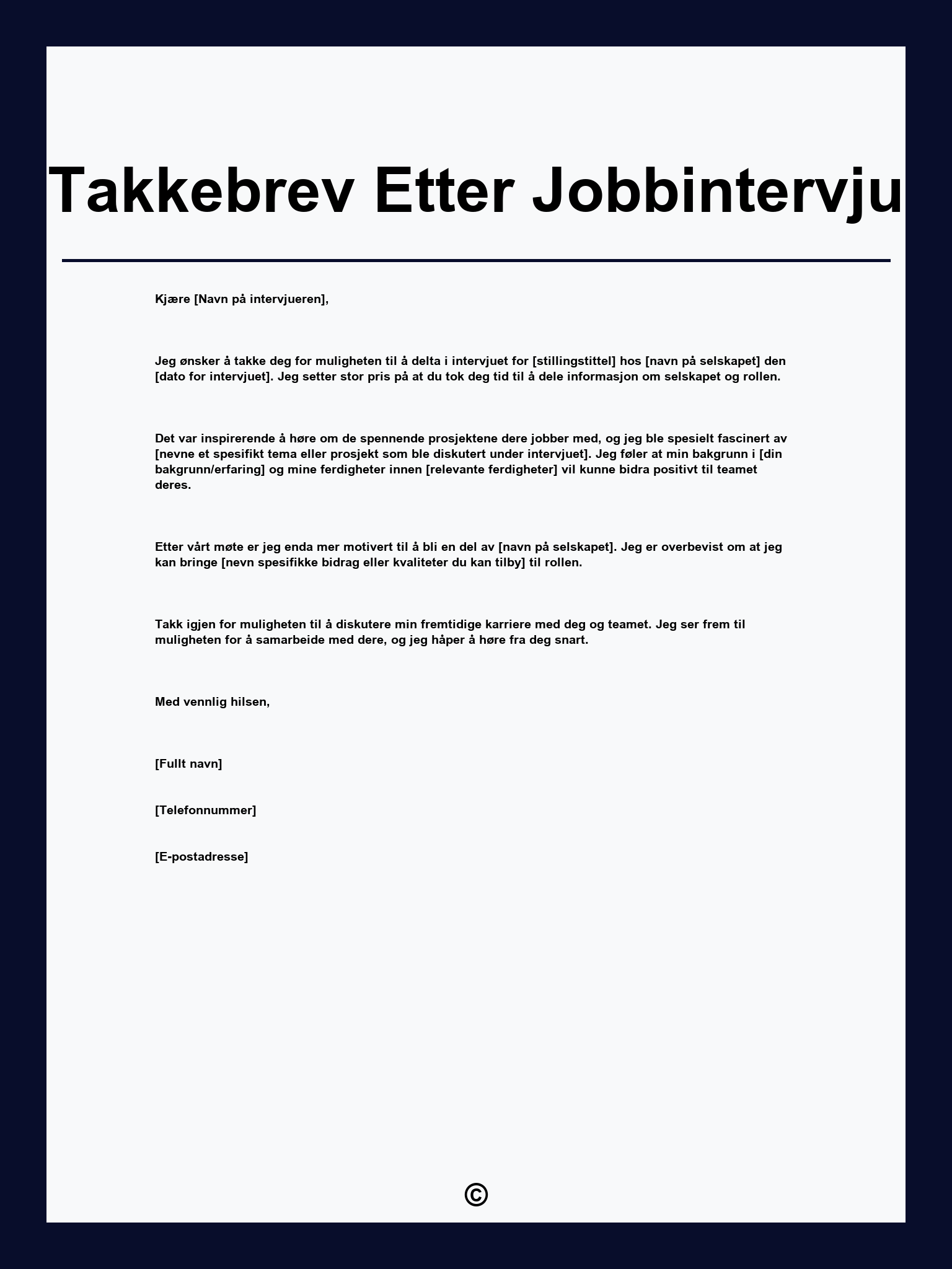 Takkebrev Etter Jobbintervju